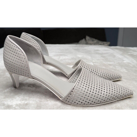 Vince Aurelian Gray Leather Perforated Leather d’Orsay Heels Pumps Womens Size 9 - Picture 1 of 7